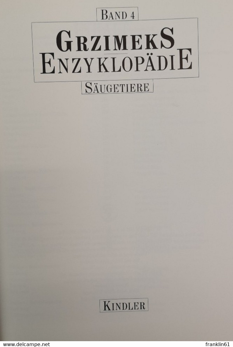 Grzimeks Enzyklopädie Säugetiere.Band 4. - Lessico