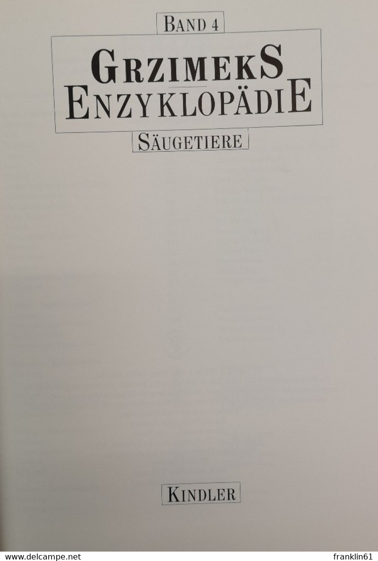 Grzimeks Enzyklopädie Säugetiere.Band 4. - Lexika