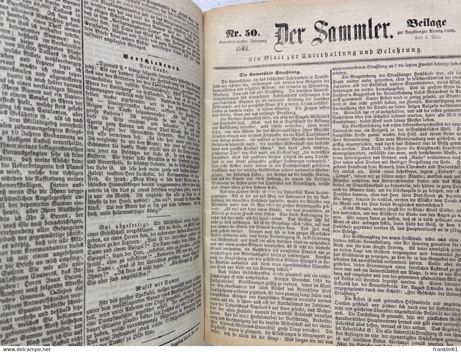 Der Sammler : Belletristische Beilage Zur Augsburger Abendzeitung 1872 KOMPLETT. - Autres & Non Classés