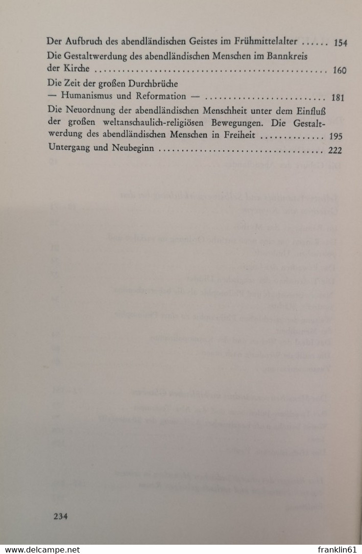 Der Abendländische Mensch. Selbstverständnis Und Selbstverwirklichung. - Philosophy