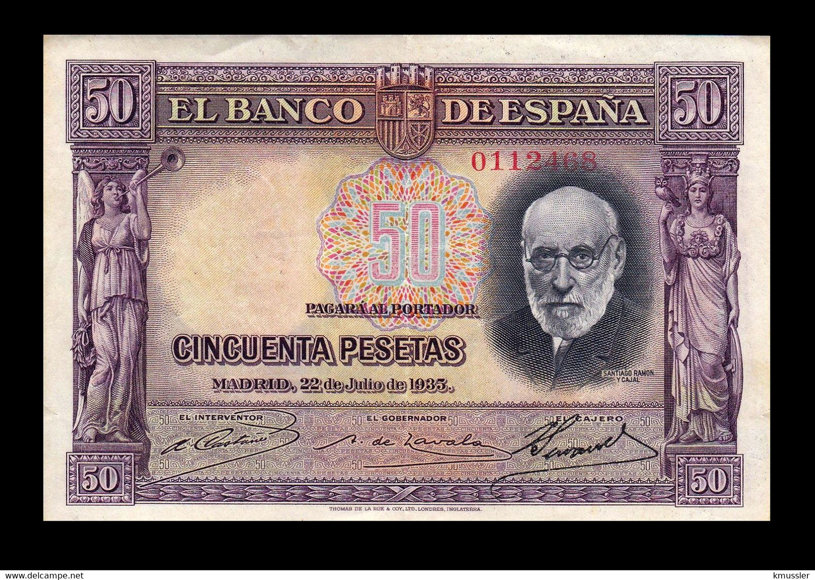 # # # Seltene Banknote Spanien (Spain) 50 Pesetas 1935 # # # - 25 Peseten