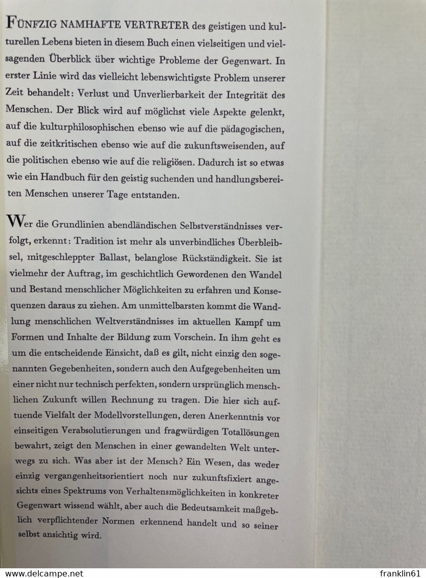 Integritas : Geistige Wandlung Und Menchlische Wirklichkeit. - Philosophie