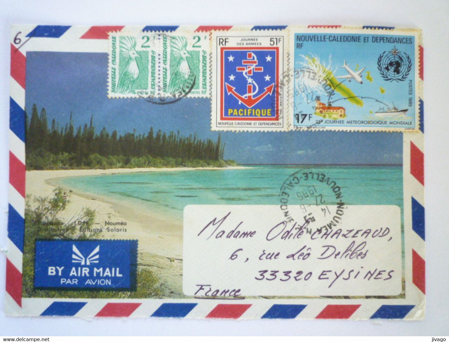 TI - 2022 - 448  NOUVELLE-CALEDONIE  :  Enveloppe Au Départ De NOUMEA à Destination De EYSINES  1985   XXX - Lettres & Documents