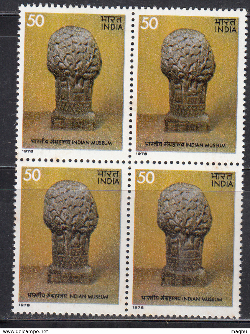 Block Of 4, India MNH 1978,  50p 'Kalpadruma' Or Wishing Tree, Museum Series, Sacred For Hinduism, Jainism, Buddhism, - Blocchi & Foglietti