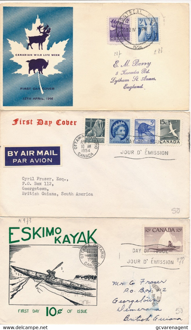 3 FIRST DAY COVERS - 1952-1960