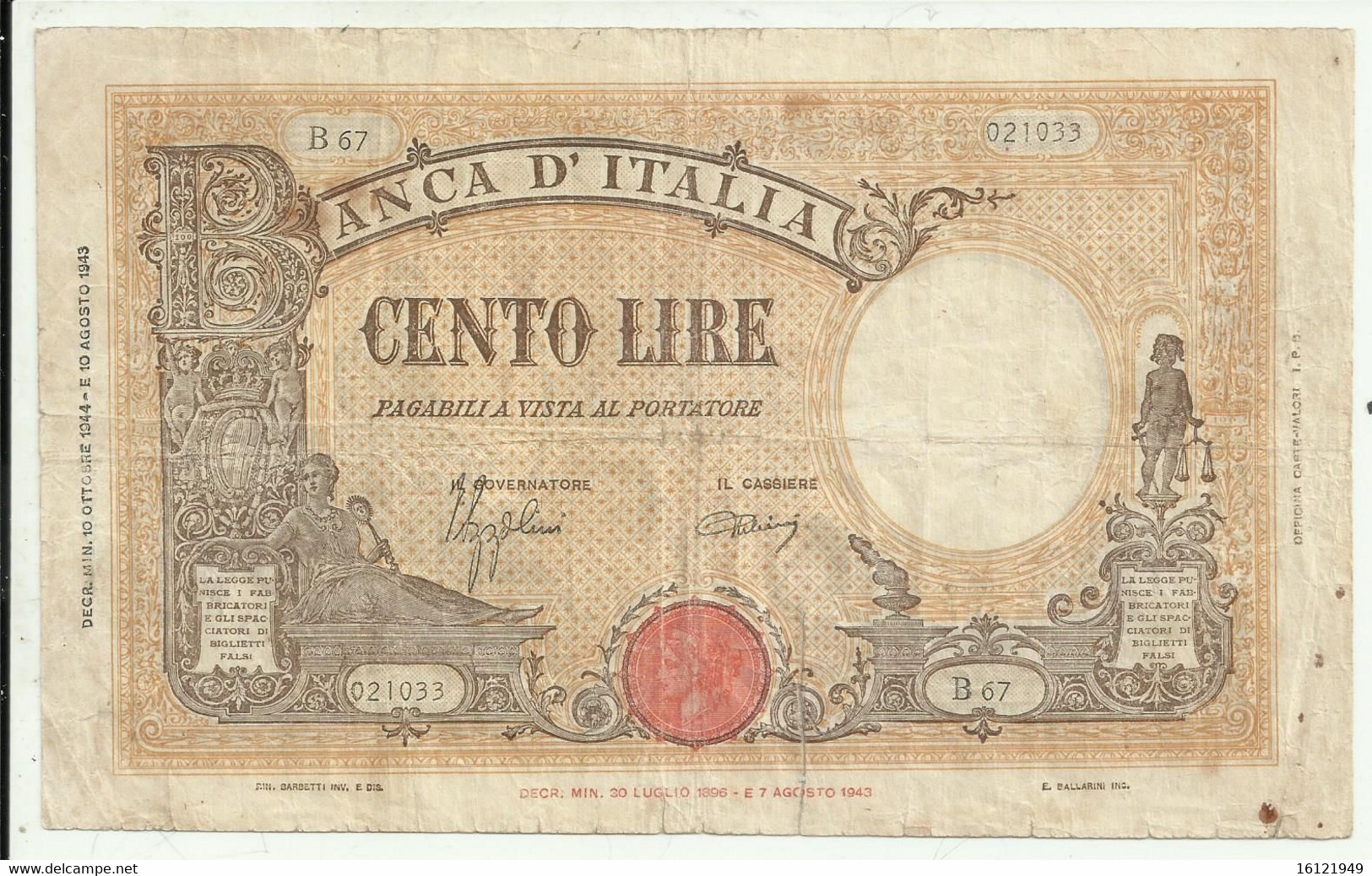 Z204 - 100 LIRE - 10/10/1944 - 100 Liras