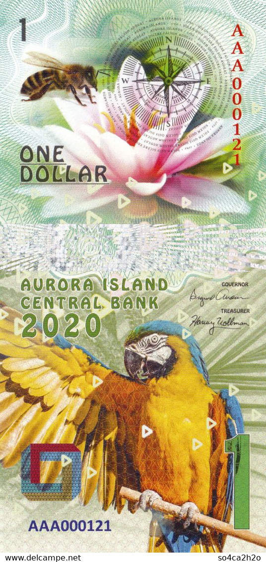 Aurora Islands 1 Dollar 2020 UNC  POLYMER  Emission Privée - Fictifs & Spécimens