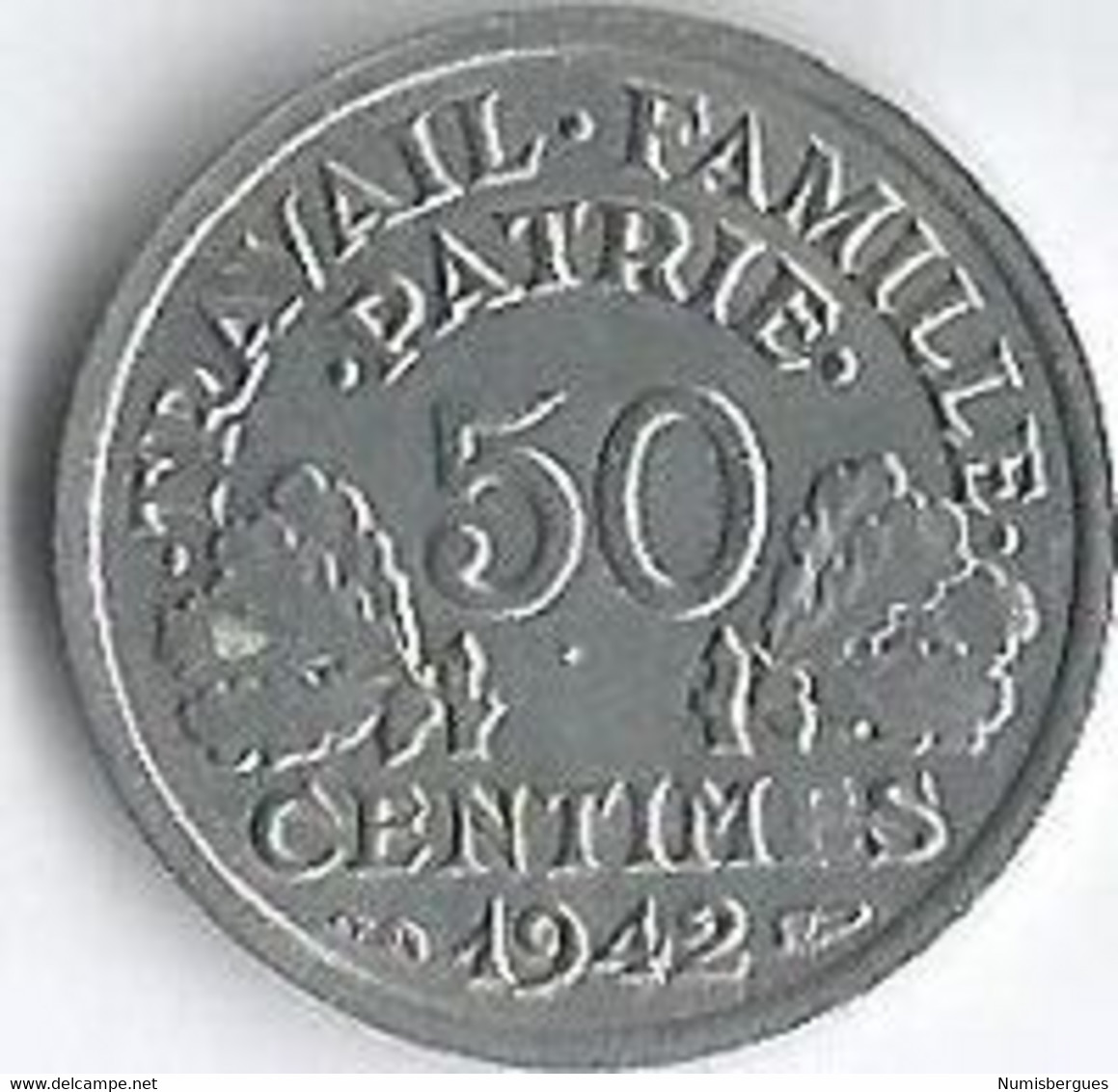 Pièce De Monnaie 50 Centimes Francisque Lourde  1942 (2) - 50 Centimes
