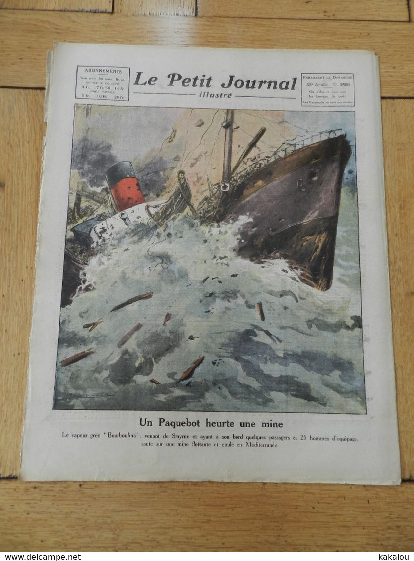 Le Petit Journal Illustré 1921 Carpentier /un Paquebot Heurte Une Mine - 1900-1949