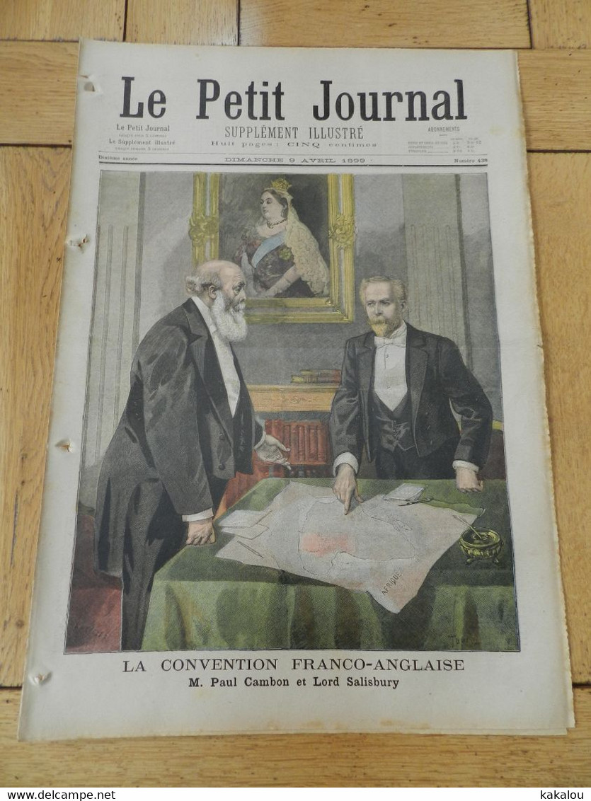 Le Petit Journal 1899 La Convention Franco Anglaise /peine De Mort /carte De L'afrique - 1850-1899