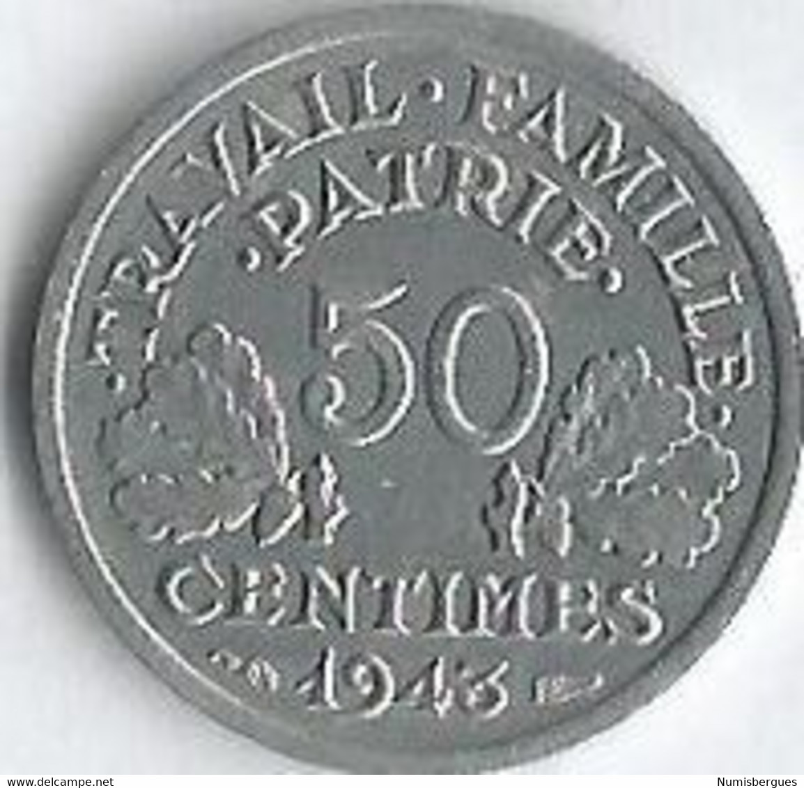 Pièce De Monnaie 50 Centimes Francisque Poids Faible   1943 (1) - 50 Centimes