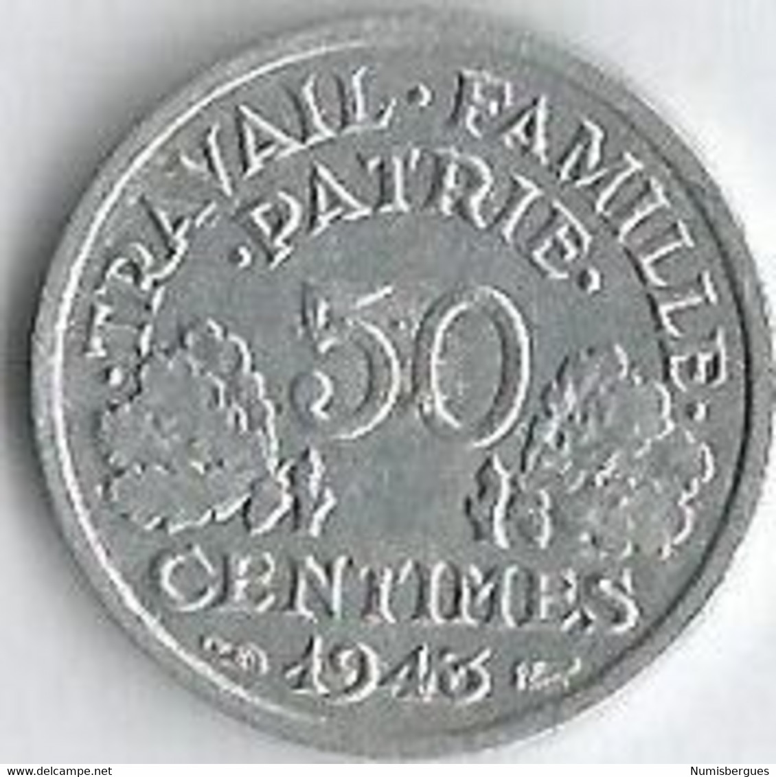 Pièce De Monnaie 50 Centimes Francisque Poids Faible   1943 (2) - 50 Centimes