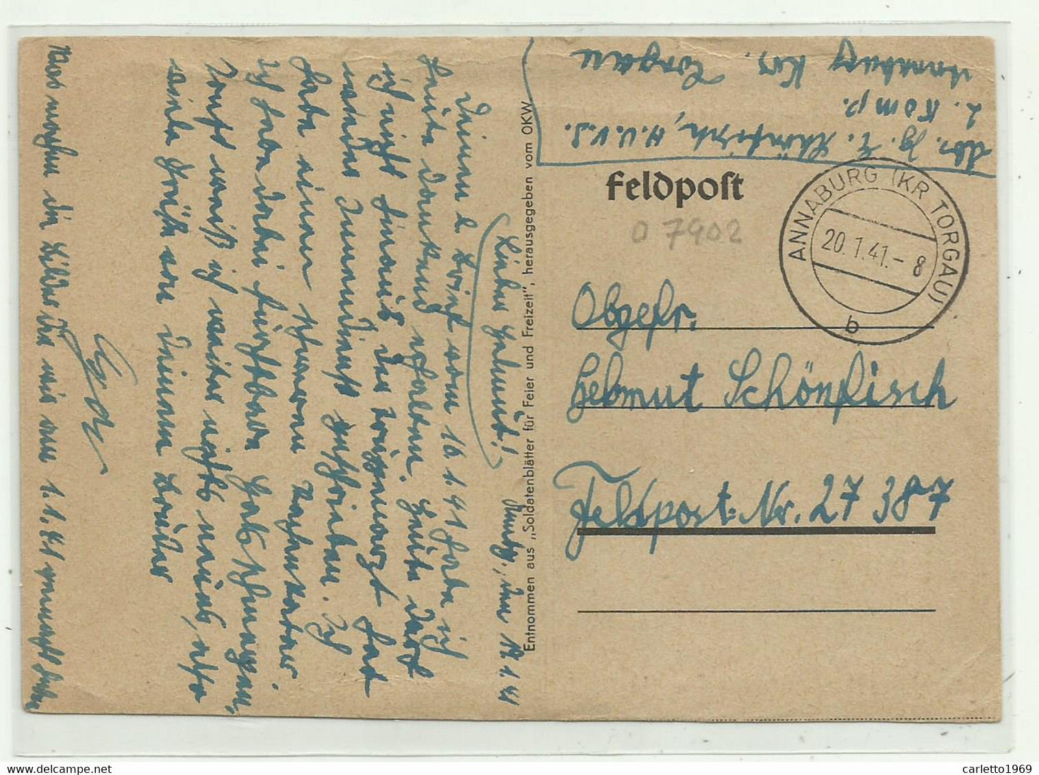 FELDPOST ANNABURG ( ANNABURG TORGAU ) 1941 - Lettres & Documents