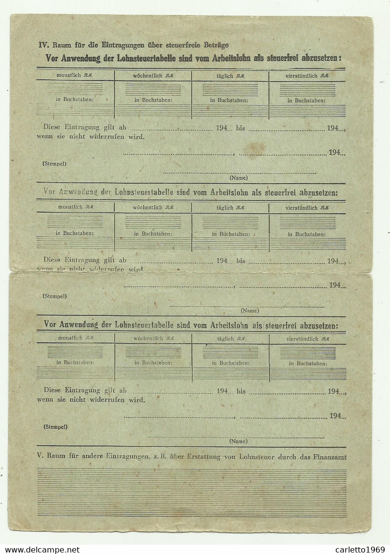 LOHNSTEUERKARTE 1944/46 - Documents Historiques