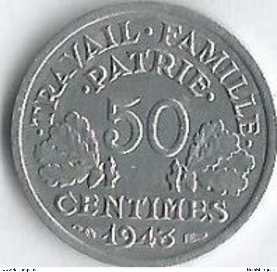 Pièce De Monnaie 50 Centimes Francisque Poids Faible   1943 (4) - 50 Centimes