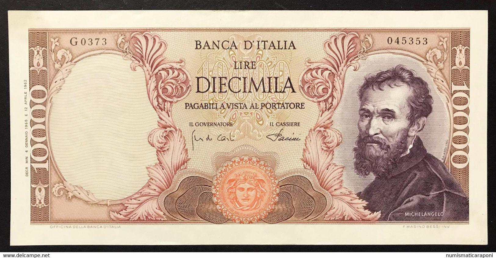 10000 Lire Michelangelo 04 01 1968 Sup+ LOTTO 3751 - Sammlungen