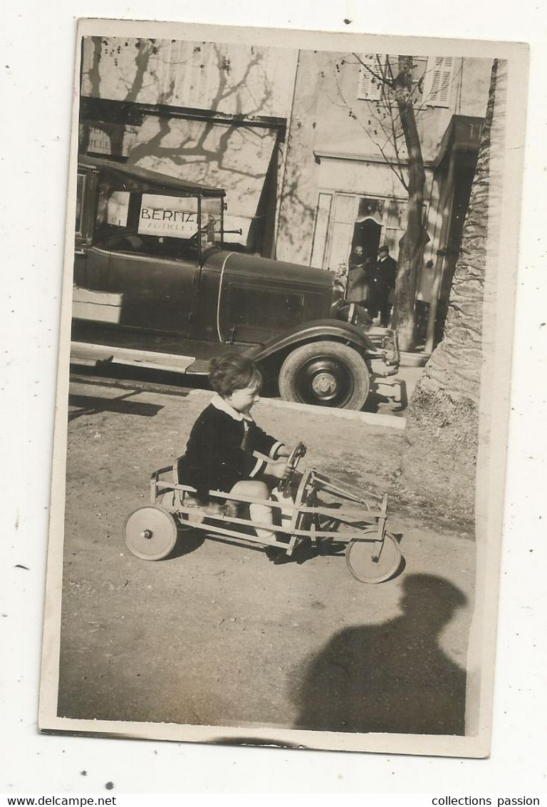 Cp, Carte Photo , Automobile ,enfant ,petit Garçon,jouet ,voiture à Pédales , Vierge - Turismo