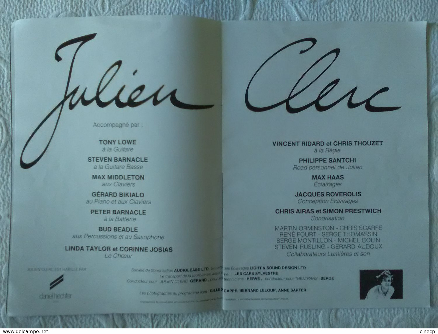 PROGRAMME DE CONCERT ORIGINAL CHANTEUR JULIEN CLERC TOURNEE 1982 Gainsbourg Coluche BD Gil Formosa - Posters