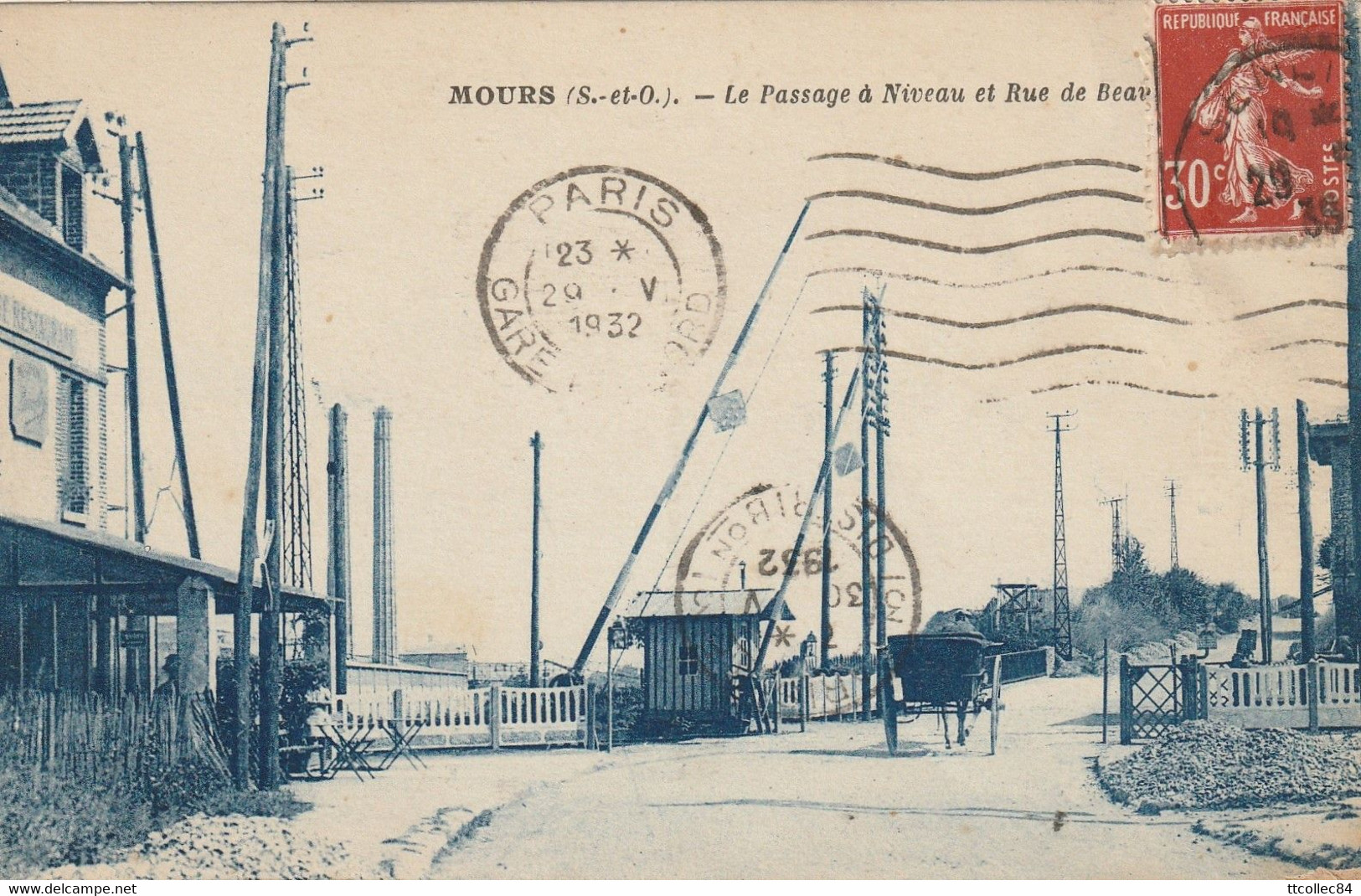 CPA-95-MOURS-Le Passage à Niveau Et Rue De Beaumont - Mours