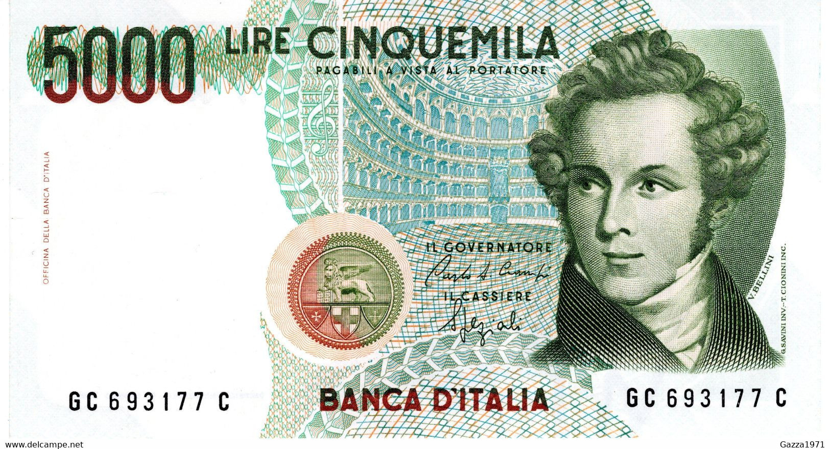 Italia Banconota Da Lire 5.000 Bellini - 5000 Lire