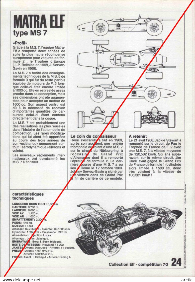 26 / 32 Planches Collection ELF Compétition 1970 - Pescarolo, Beltoise, Stewart, Cevert, ... - TBE -