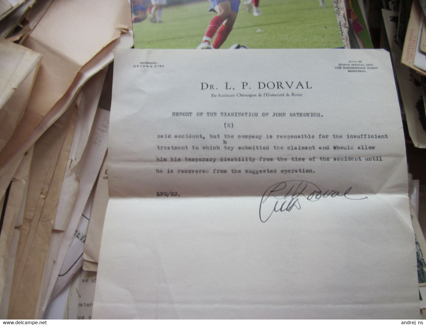 Dr L P Dorval Ex Assistant Chirurgian De L Universite De Rome Montreal Signatures - Canada