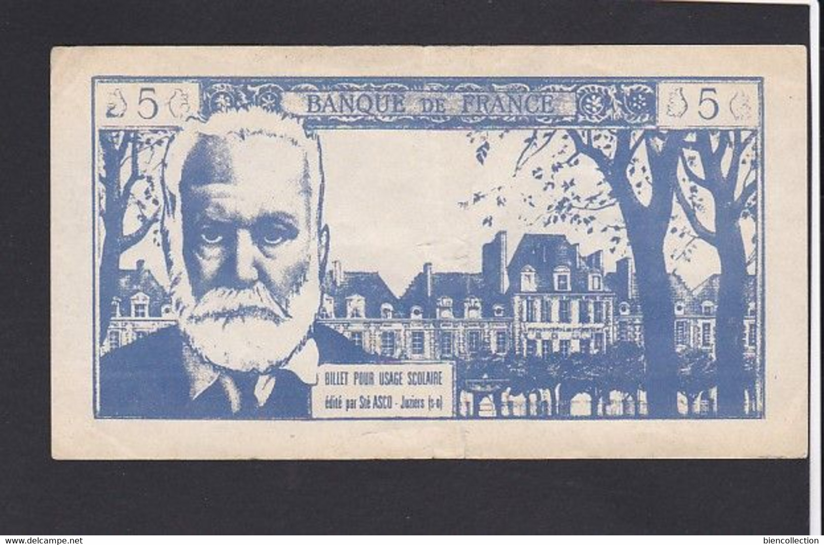 Billet ASCO Pour Usage Scolaire , 5F Victor Hugo - Specimen