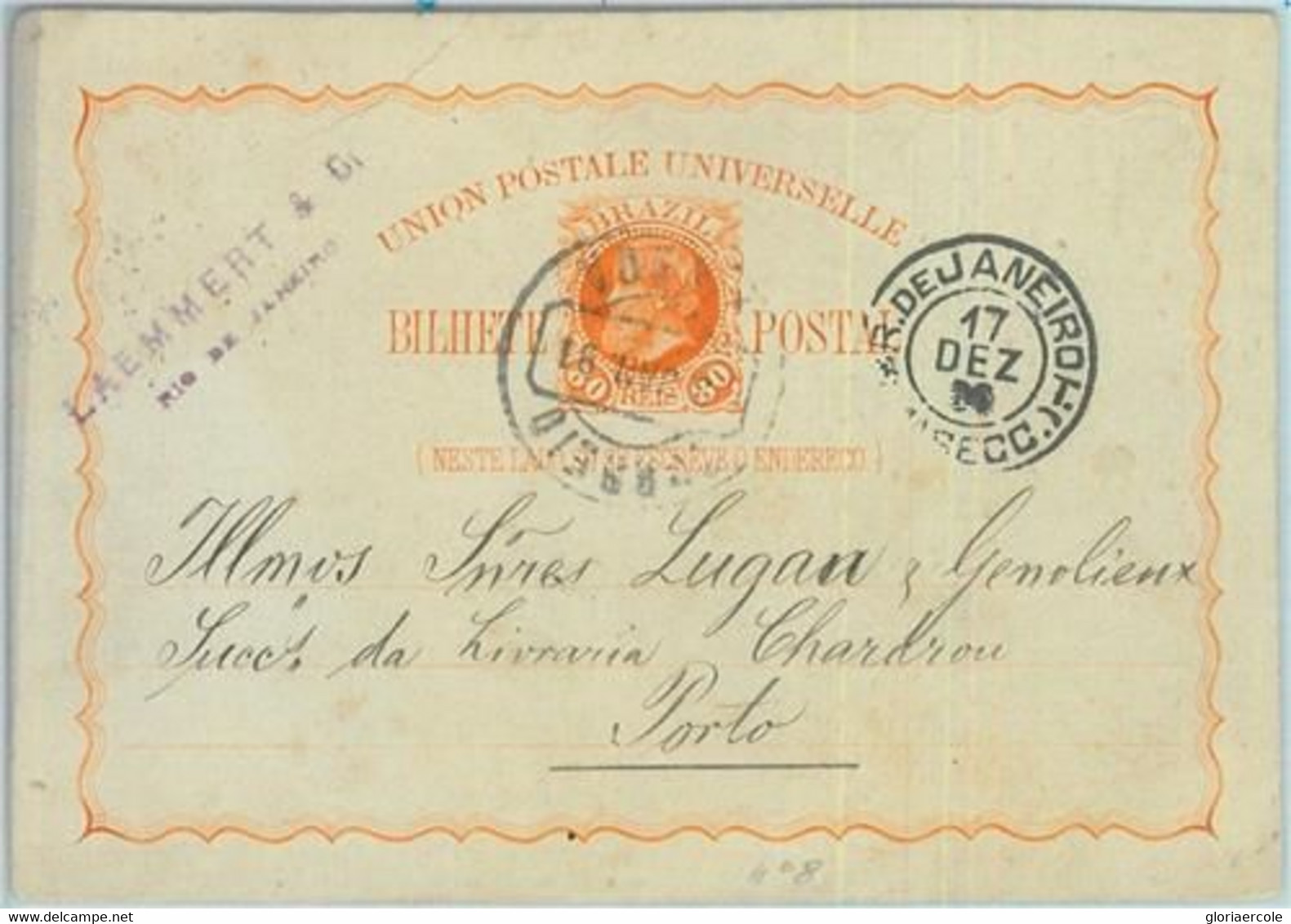 89567 - BRAZIL - Postal History -  STATIONERY CARD # BP10  To PORTUGAL  1890 - Andere & Zonder Classificatie