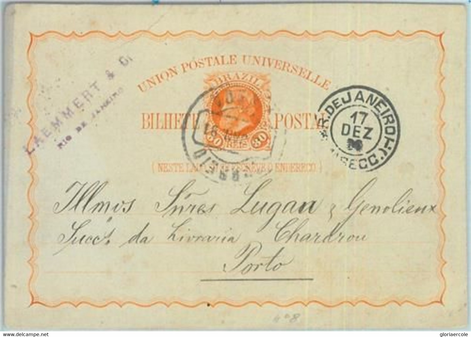 89567 - BRAZIL - Postal History -  STATIONERY CARD # BP10  To PORTUGAL  1890 - Altri & Non Classificati