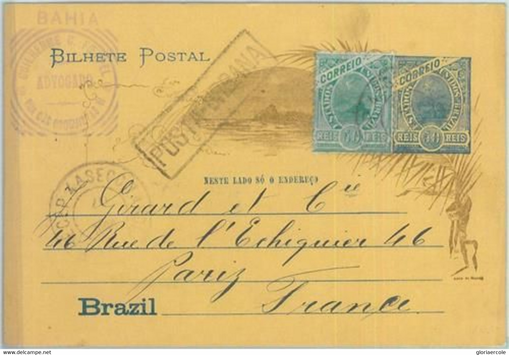 89565  - BRAZIL - Postal History -   STATIONERY CARD # BP 62  To FRANCE  1906 - Otros & Sin Clasificación