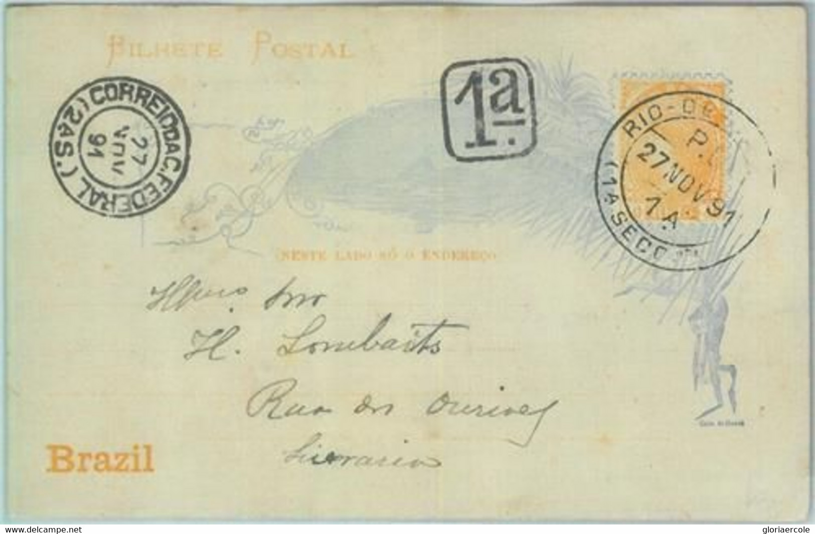 89563  - BRAZIL - Postal History -  POSTAL STATIONERY CARD # BP 23  1891 - Other & Unclassified