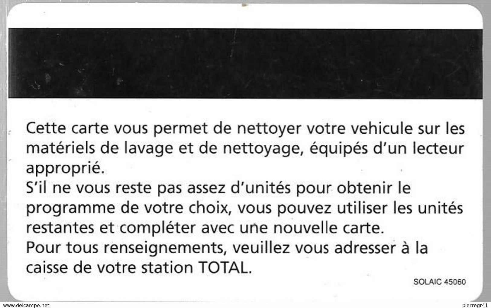 CARTE-MAGNETIQUE-LAVAGE-TOTAL-18U-V°Solaic 450606TBE - Autowäsche