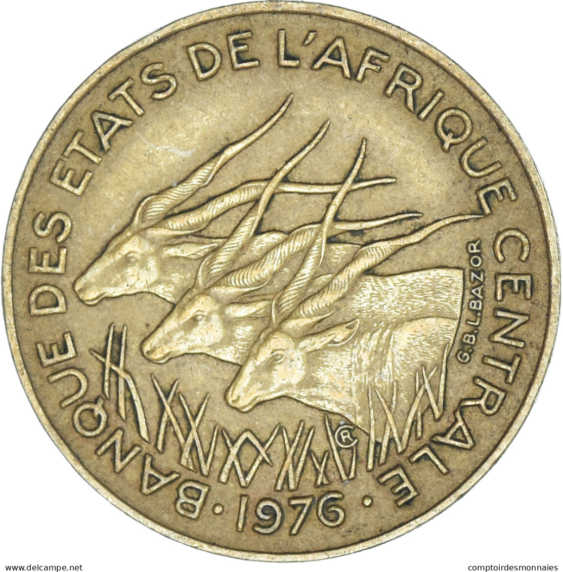 Monnaie, États De L'Afrique Centrale, 5 Francs, 1976 - República Centroafricana