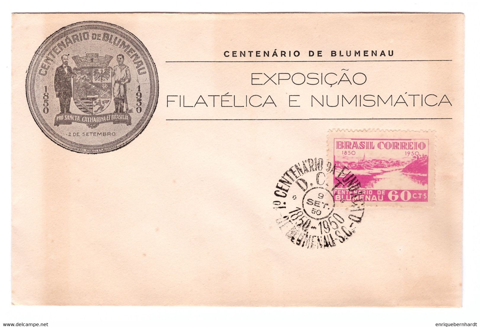 BRASIL. Centenario De Blumenau (1950). Sobre Conmemorativo. - Markenheftchen