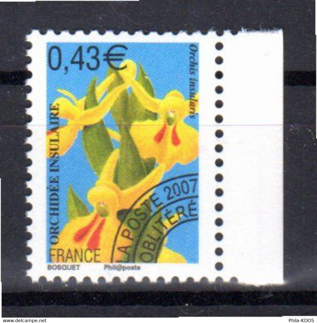 (Faciale = 0.43 €) " ORCHIDEE INSULAIRE : ORCHIS INSULARIS " Sur Timbre Neuf ** MNH BDF D. N° YT Préoblitéré 252 - Orchidées