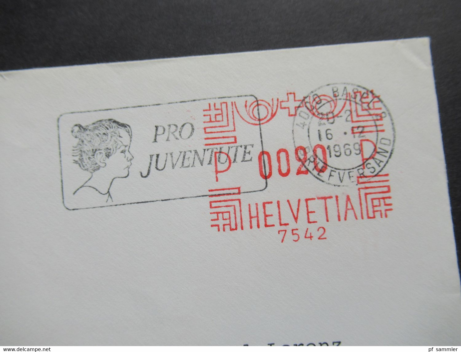 Schweiz 1969 Freistempel Und Werbestempel Mit Kind Pro Juventute 4000 Basel Briefversand - Briefe U. Dokumente