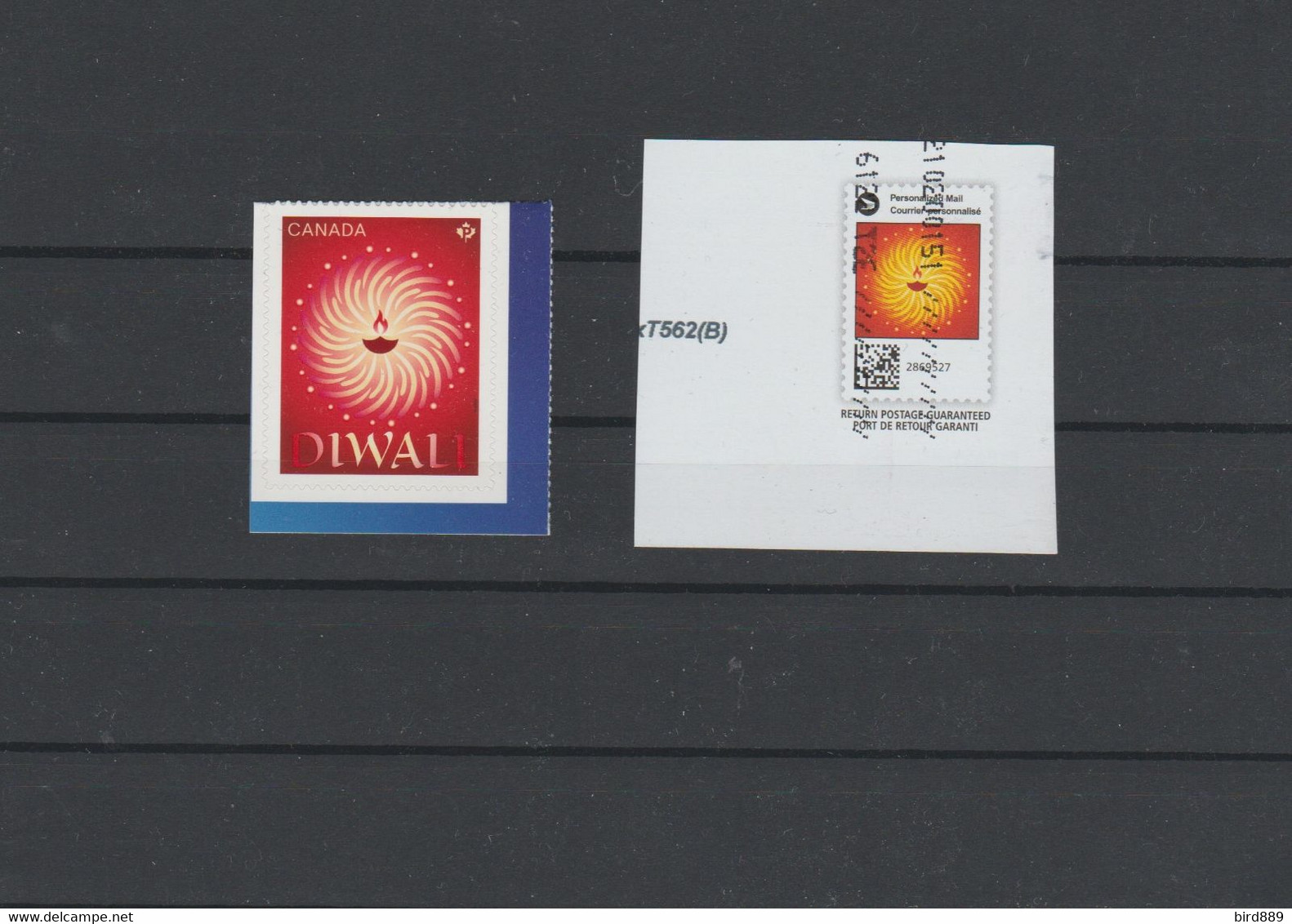 2022 Canada Diwali Single Stamp From Booklet MNH And Admail Used - Single Stamps