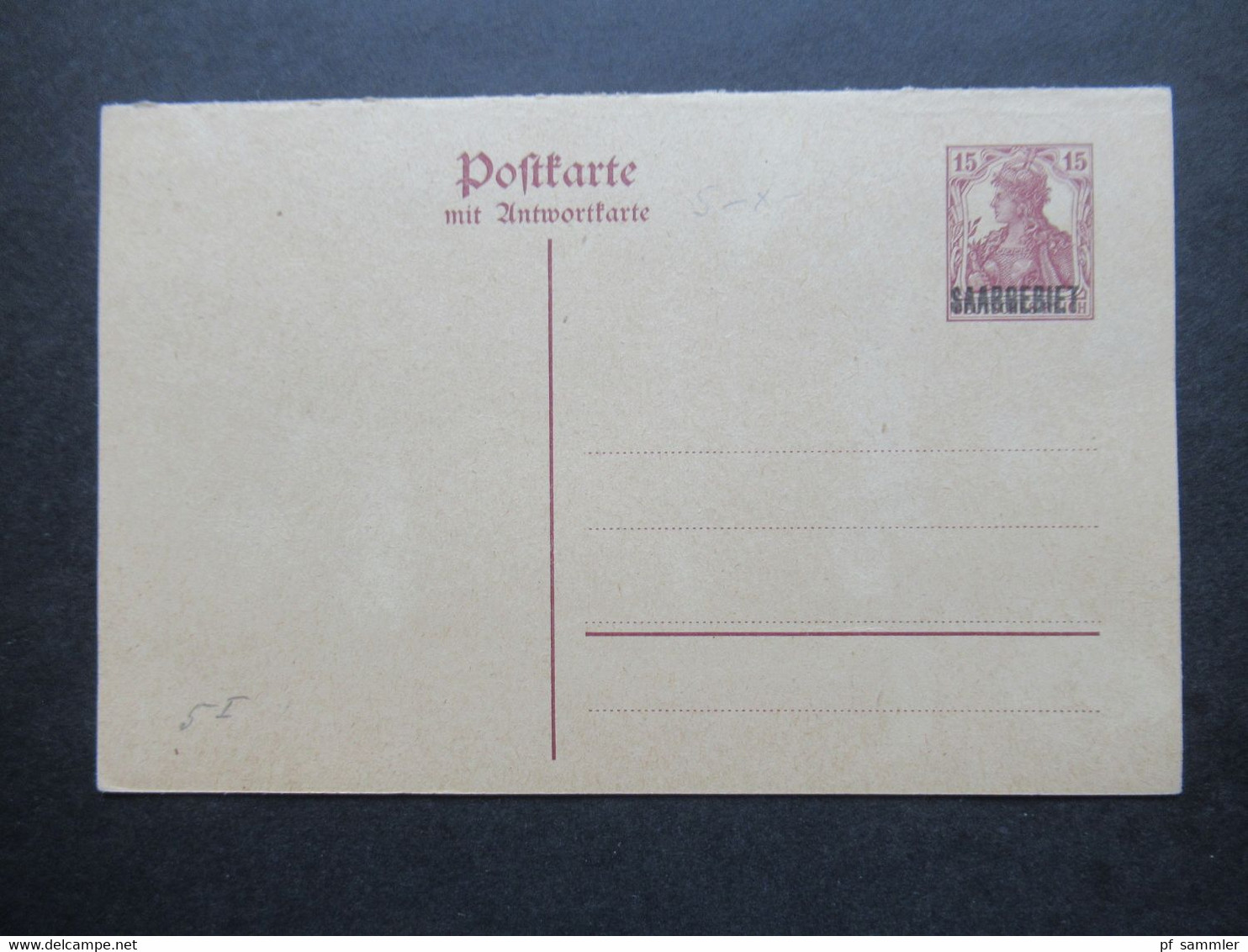 Saargebiet 1920 Doppelkarte P 6 Ungebraucht Mit Abklatsch / Druckzufälligkeit - Lettres & Documents