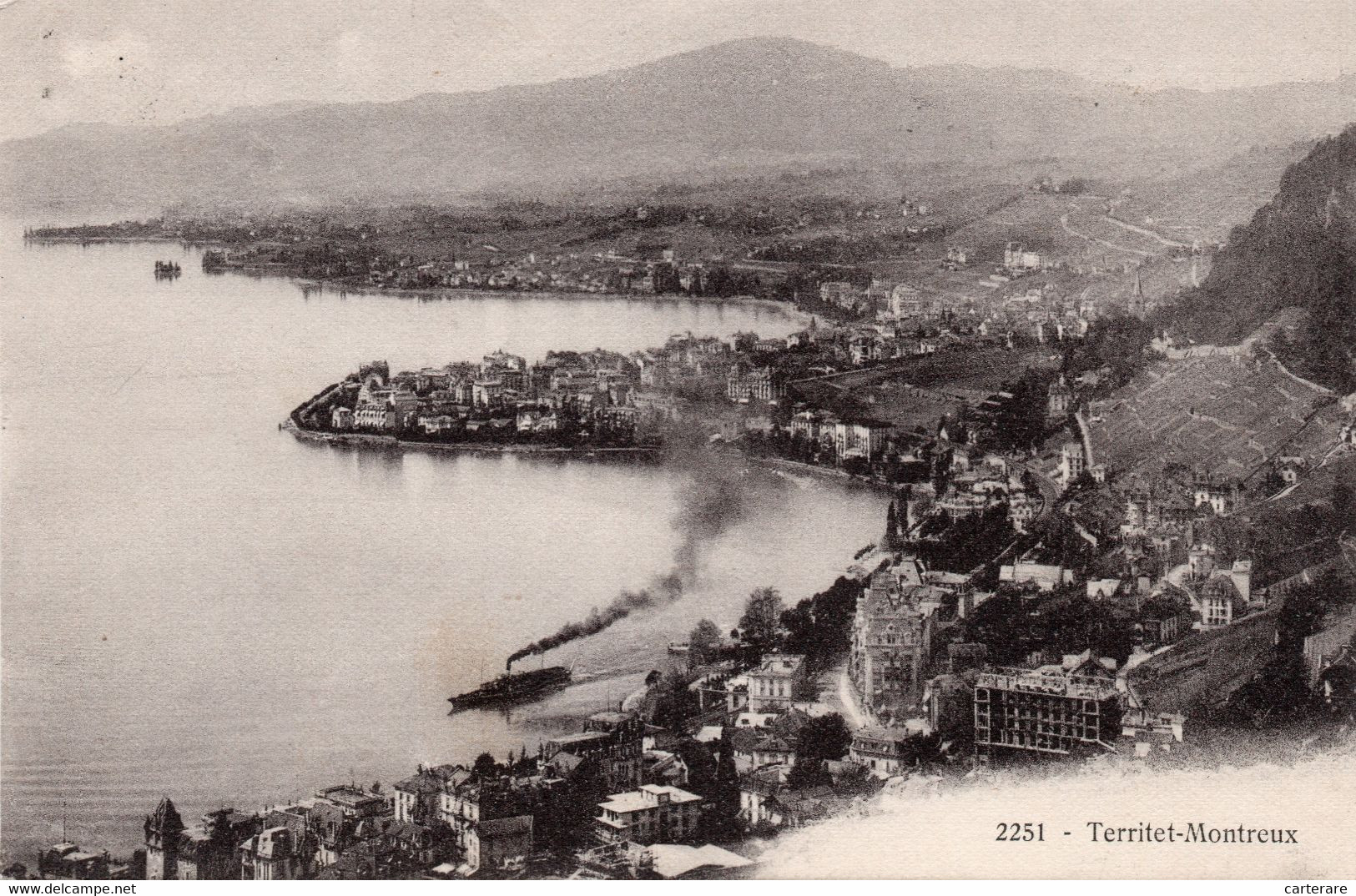 SUISSE,SWITZERLAND,SVIZZERA,SCHWEIZ,HELVETIA,SWISS,VAUD,TERRITET-MONTREUX,1910,RARE,BATEAU A VAPEUR - Montreux