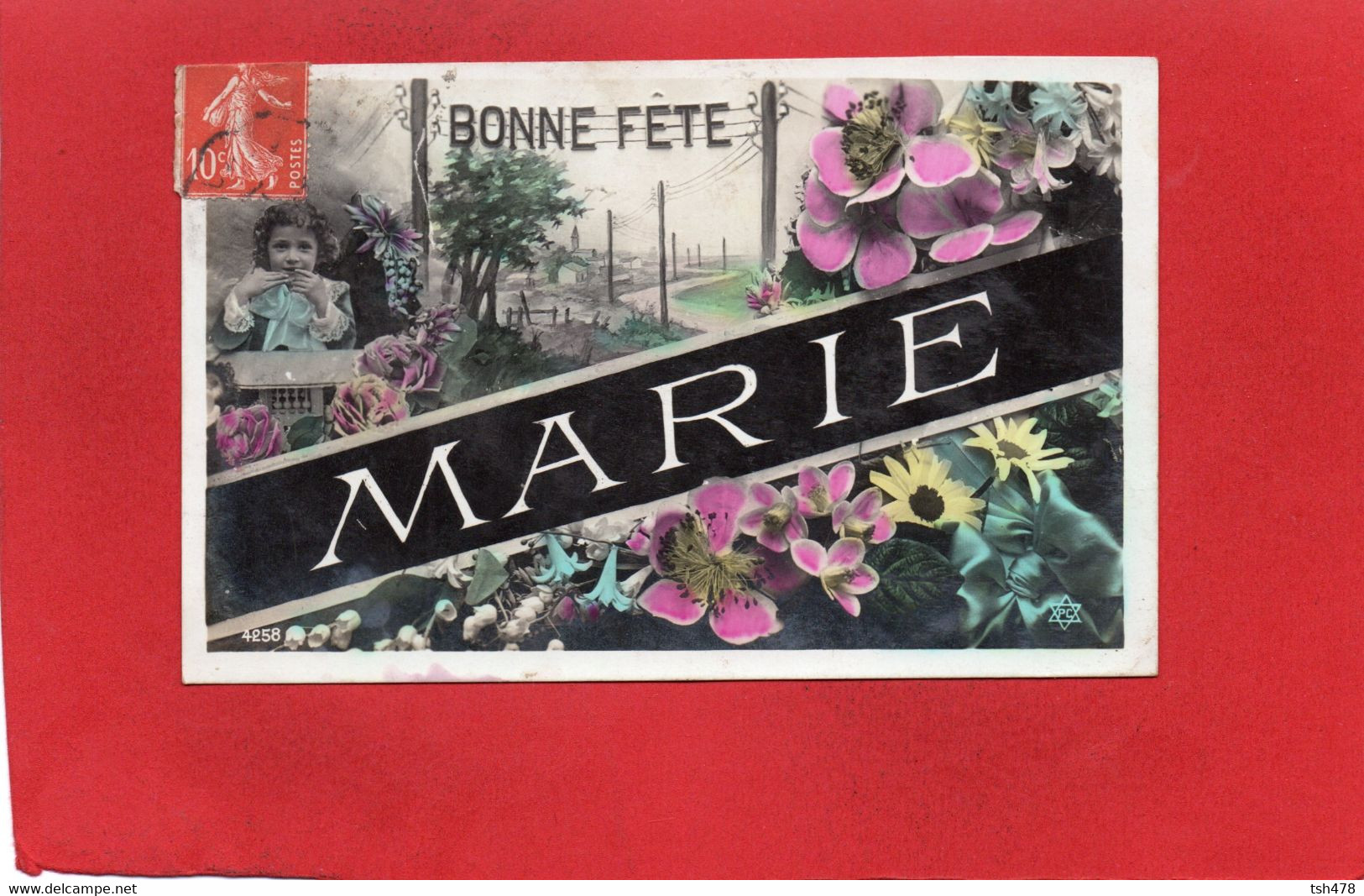 BONNE FETE MARIE---Fillette + Fleurs----voir 2 Scans - Prénoms