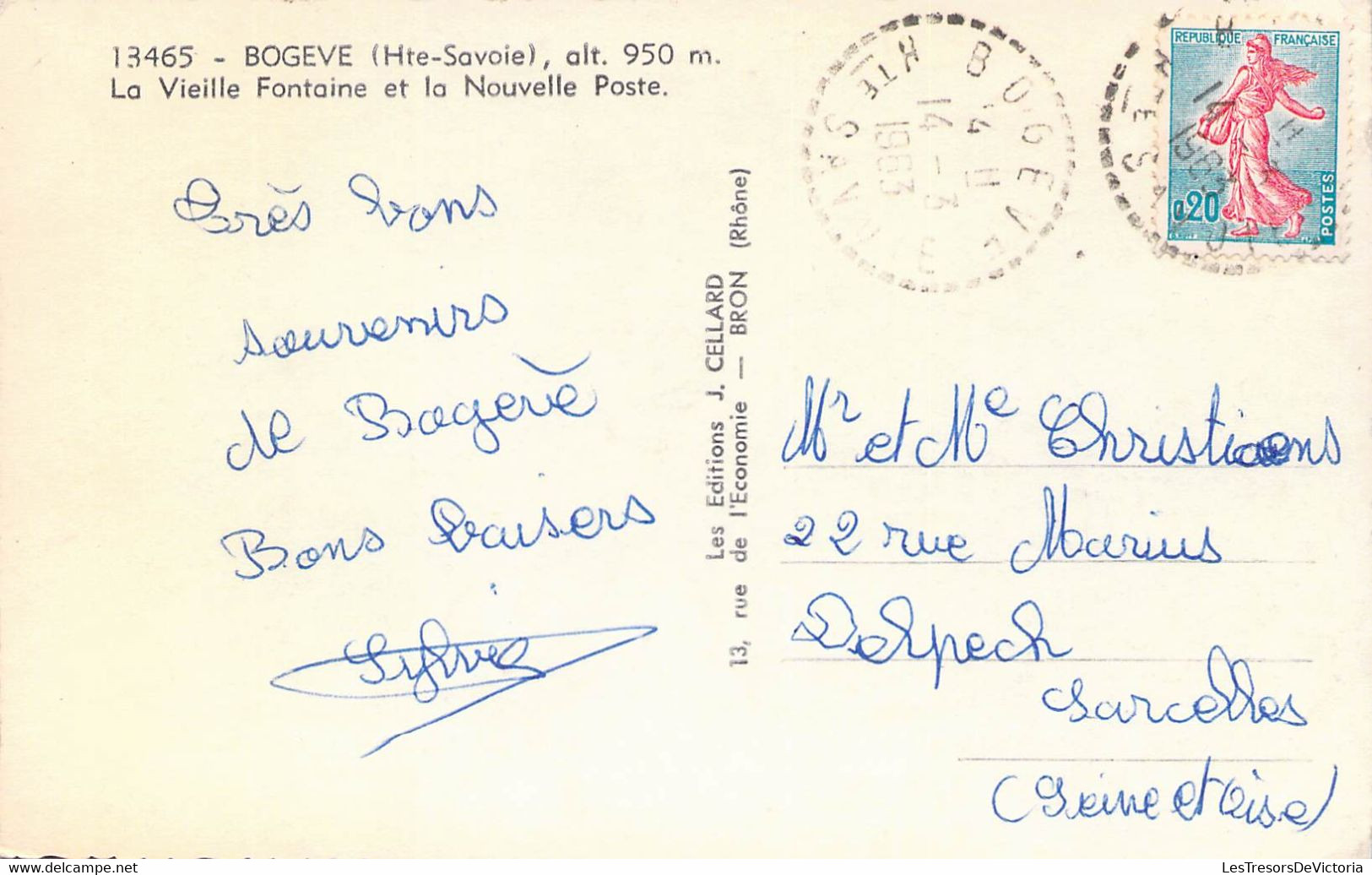 CPA - 74 - BOGEVE - La Vieille Fontaine Et La Nouvelle Poste - Les éditions J Cellard BRON - Sonstige & Ohne Zuordnung