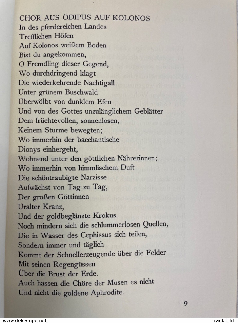 Übersetzungen, Philosophische Schriften Von Friedrich Hölderlin. - Philosophy
