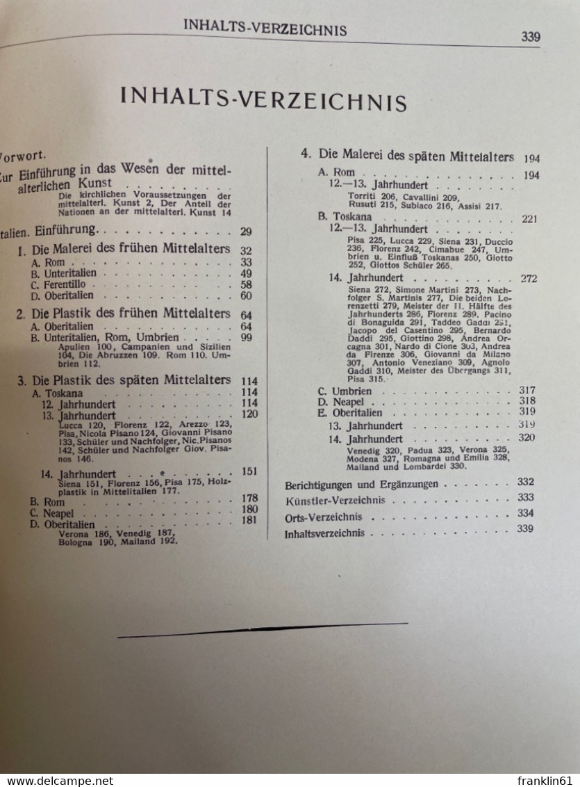 Die Malerei Und Plastik Des Mittelalters In Italien. - Sonstige & Ohne Zuordnung