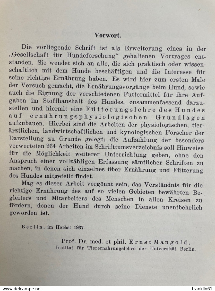 Ernährung und Fütterung des Hundes.