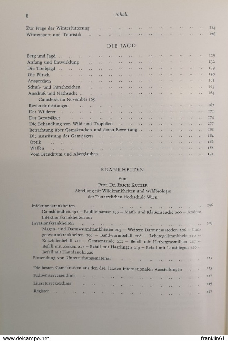 Das Gamswild. Naturgeschichte Krankheiten Hege Und Jagd. - Autres & Non Classés