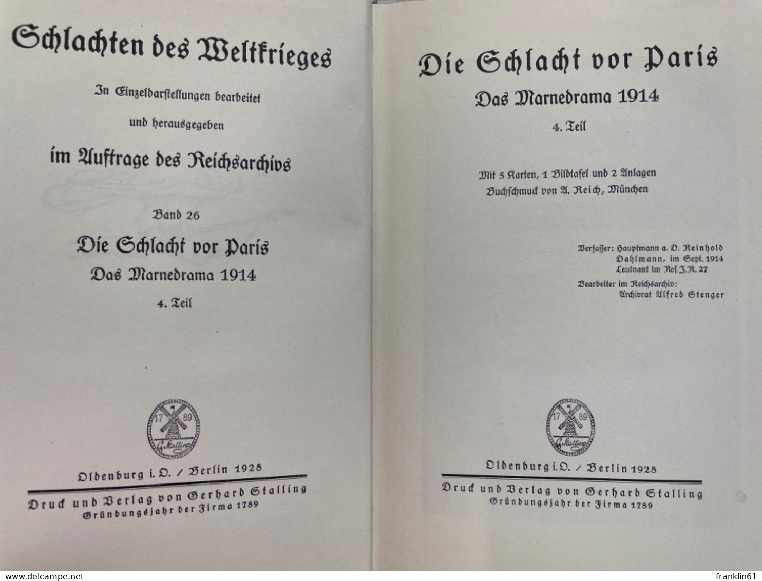 Das Marnedrama 1914; Teil  4., Die Schlacht Vor Paris. - 5. Guerre Mondiali