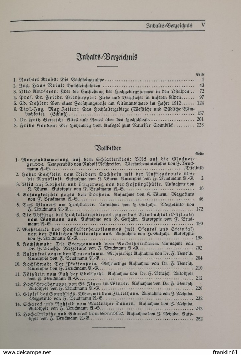 Zeitschrift Des Deutschen Und Österreichischen Alpenvereins. Band 46. Jahrgang 1915. - Autres & Non Classés