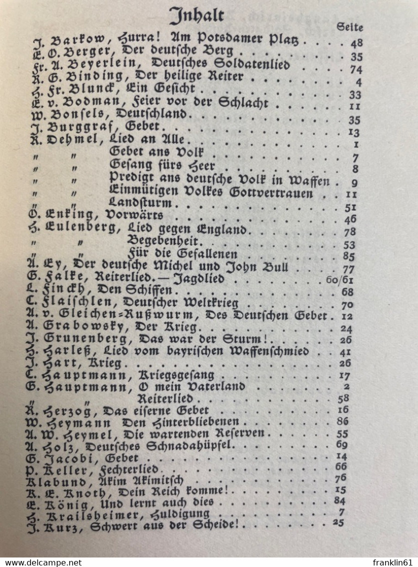 Der Heilige Krieg : Gedichte Aus Dem Beginn Des Kampfes. - 5. World Wars