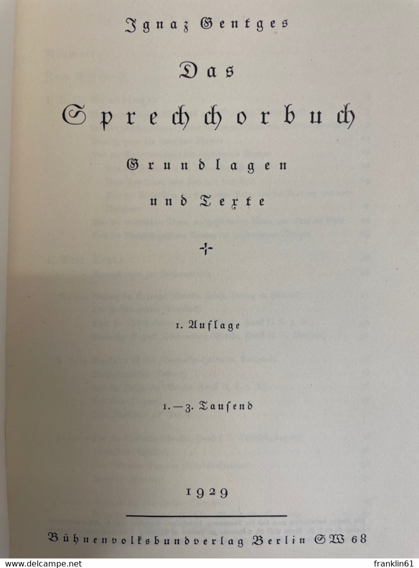 Das Sprechchorbuch : Grundlagen Und Texte. - Teatro E Danza