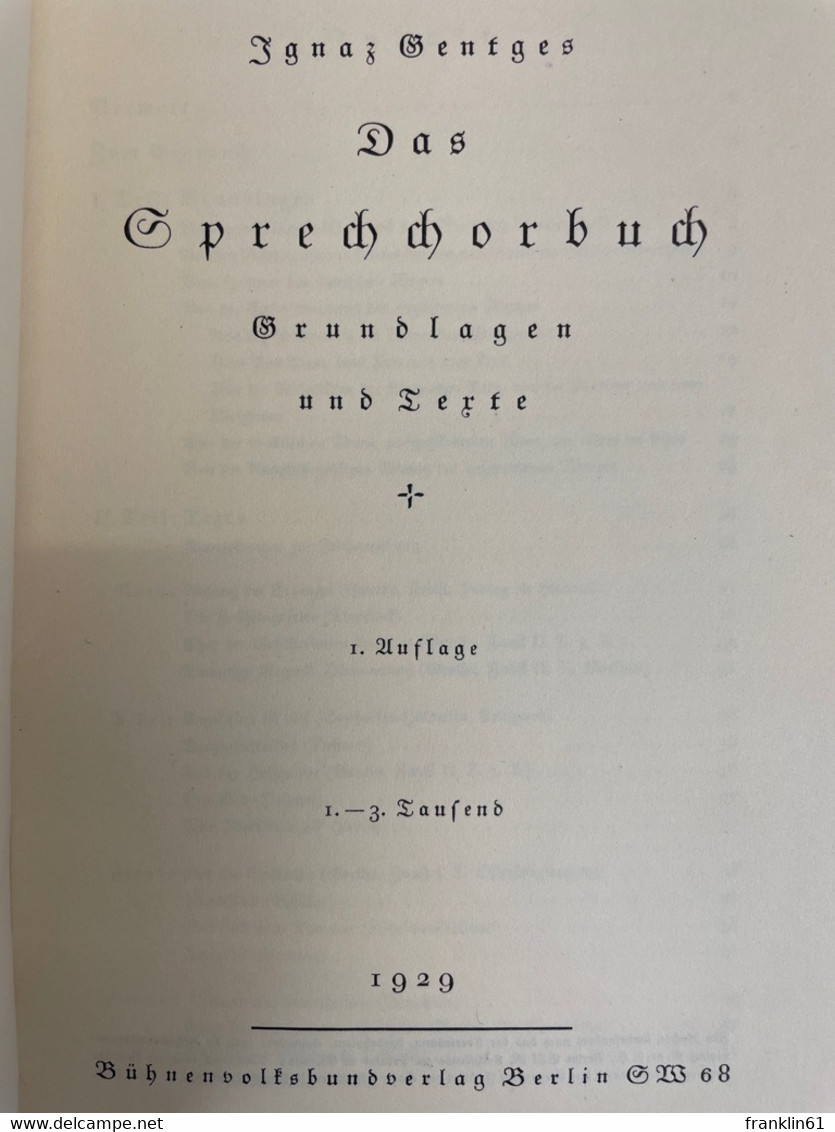 Das Sprechchorbuch : Grundlagen Und Texte. - Theater & Tanz